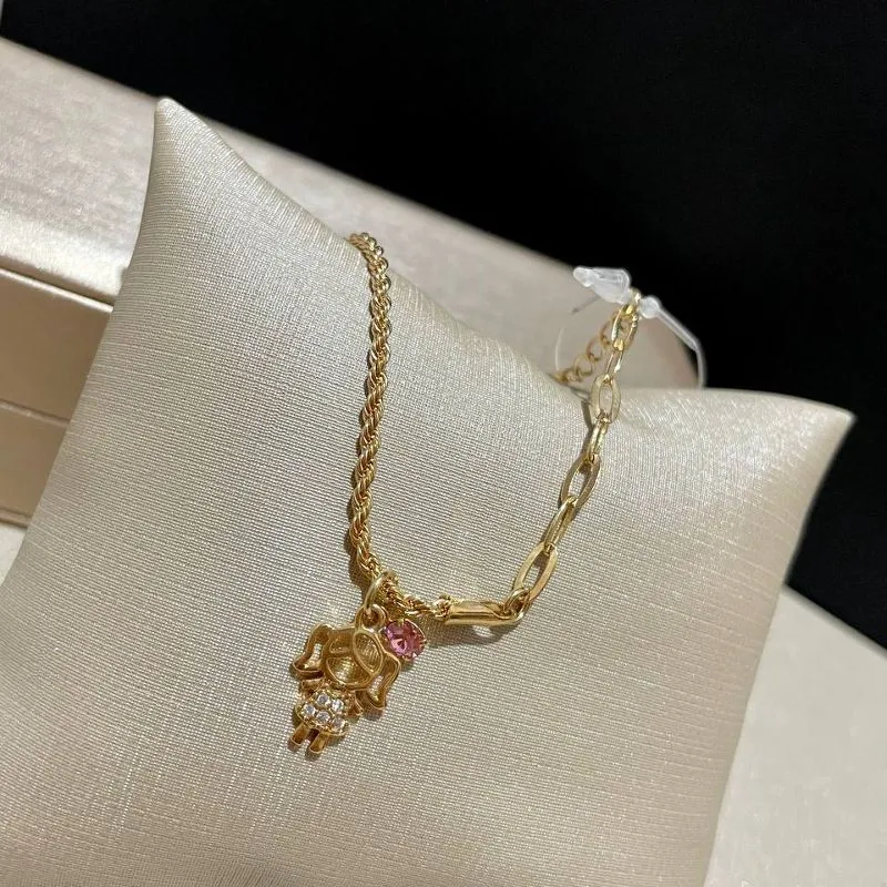 Pulseira Menina com pedra Rosa