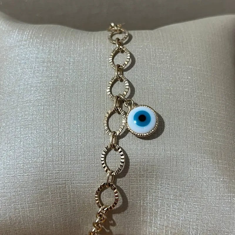 Pulseira Olho Grego com Elo Portugues
