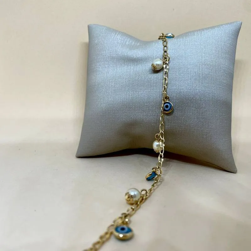Pulseira Olho Grego com Pérolas