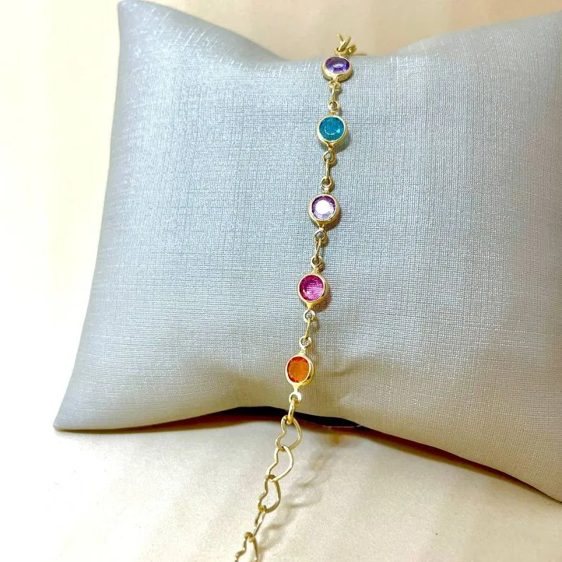 Pulseira Pedras Coloridas Claras