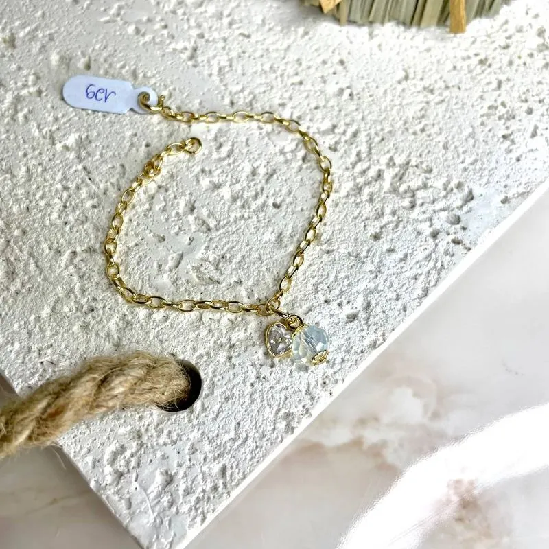 Pulseira Portuguesa com Cristal e Coração