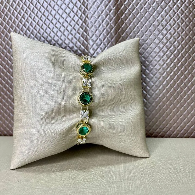 Pulseira Regulavel com Pedras Verdes