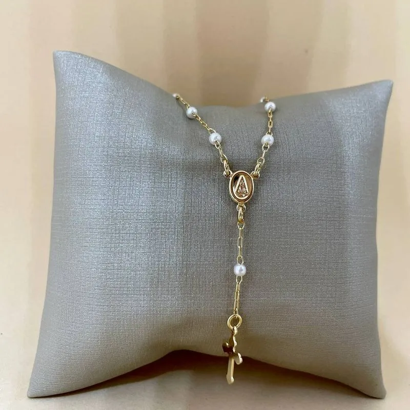 Pulseira Terço de Pérolas