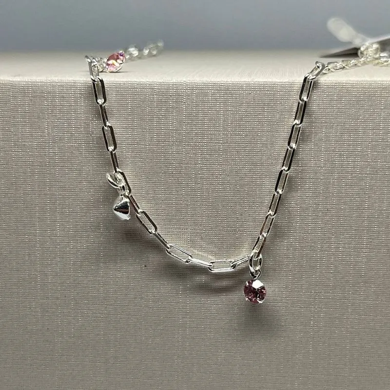 Tornozeleira Cartier com 3 Pedras Rosas