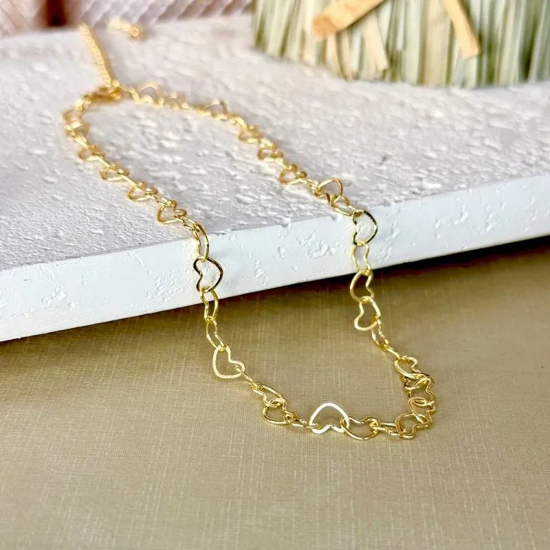 Colar Choker Corrente Coração