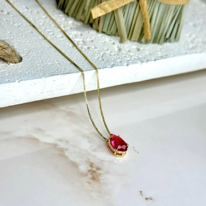 Colar Gota Rosa