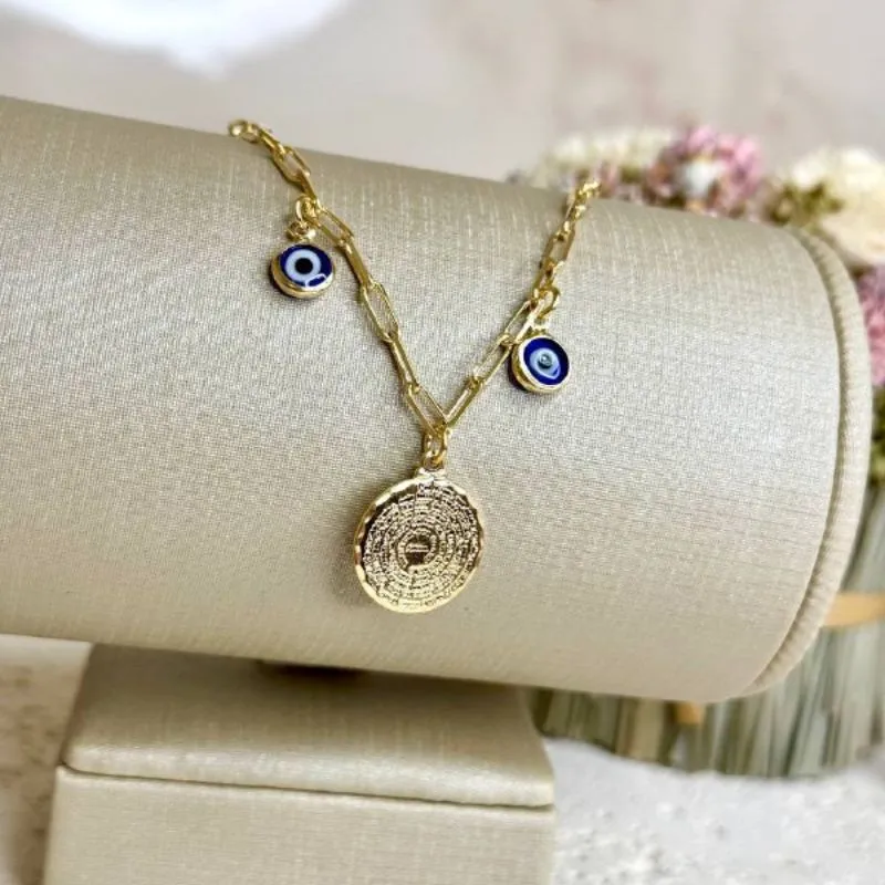 Pulseira Cartier com Pai Nosso e Olho Grego