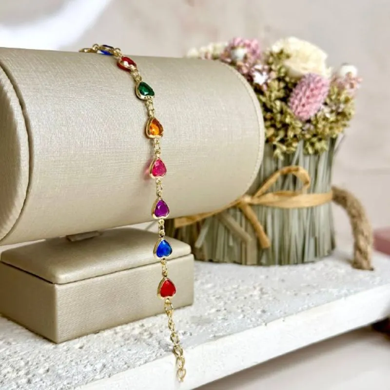 Pulseira Corações Coloridos