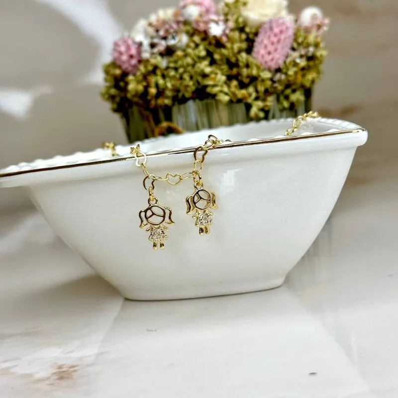 Pulseira Corações com 2 Meninas