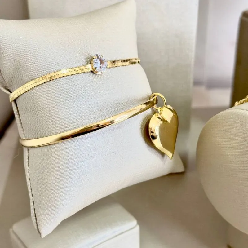 Pulseira Fita com Gota de Cristal