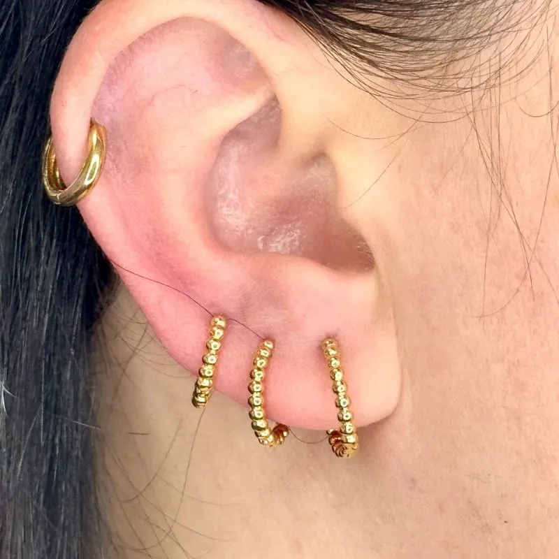 Brinco Argolinha Bolinhas - Lisas Banhadas a Ouro 18k