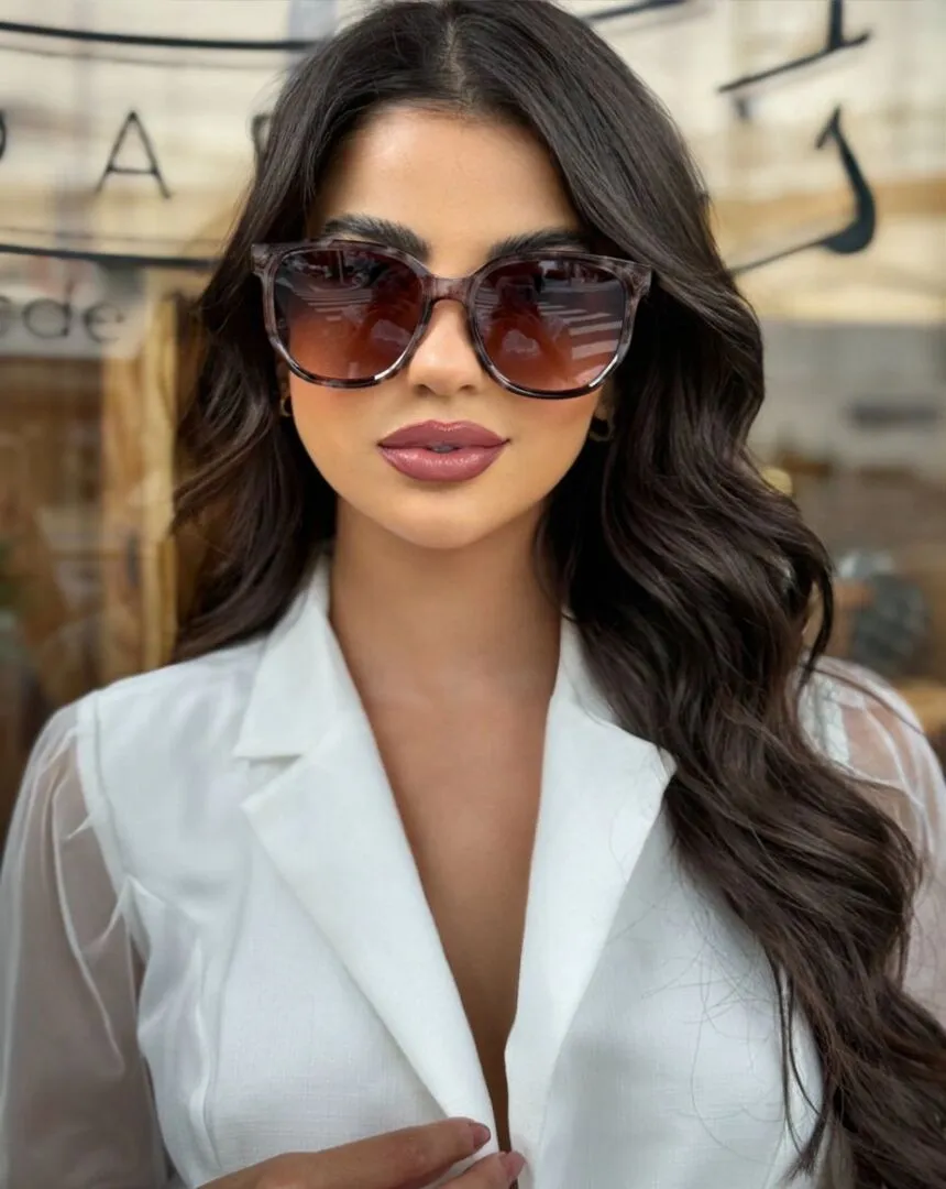 Óculos de Sol Gatinho Sicilia - Marrom Degradê Camuflado - Acetato