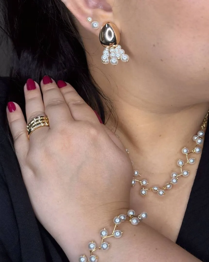 Choker Pérolas Banhado a Ouro - Tramado