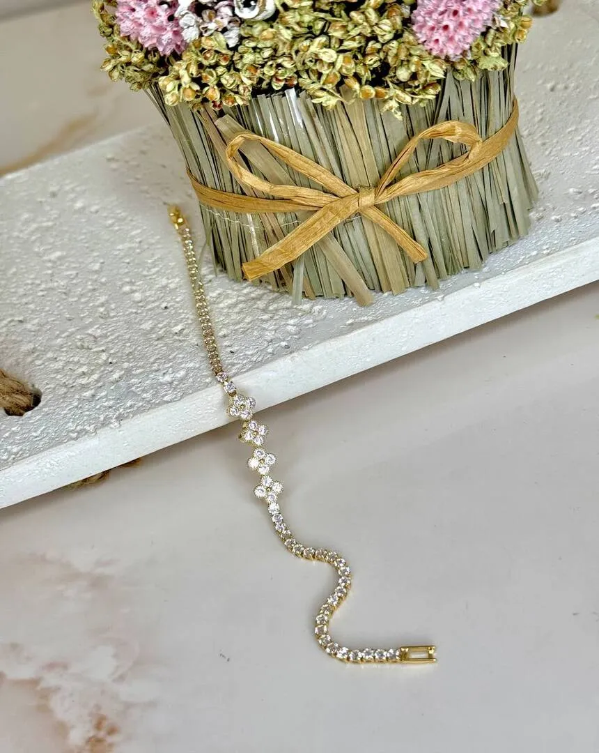 Pulseira Riviera Inspiração VC - Cristal - Banho Ouro 18k