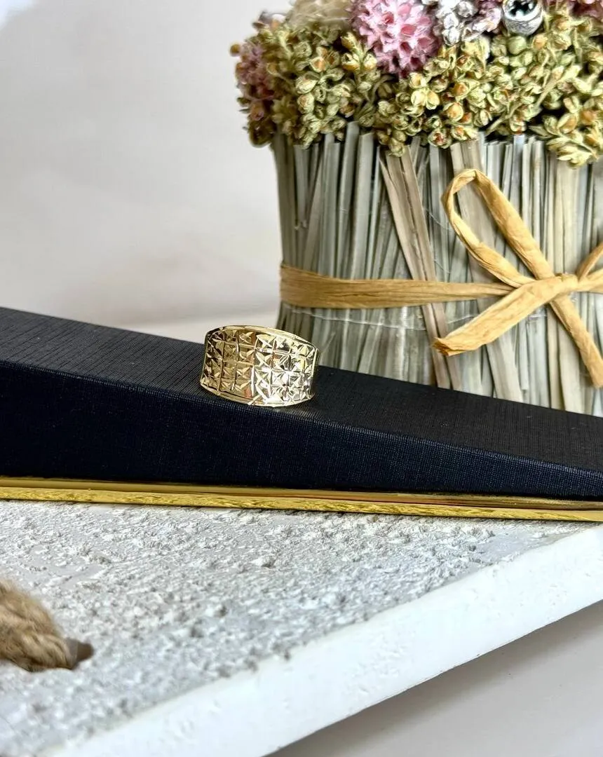 Anel Aro Largo Diamantando - Banho Ouro 18k