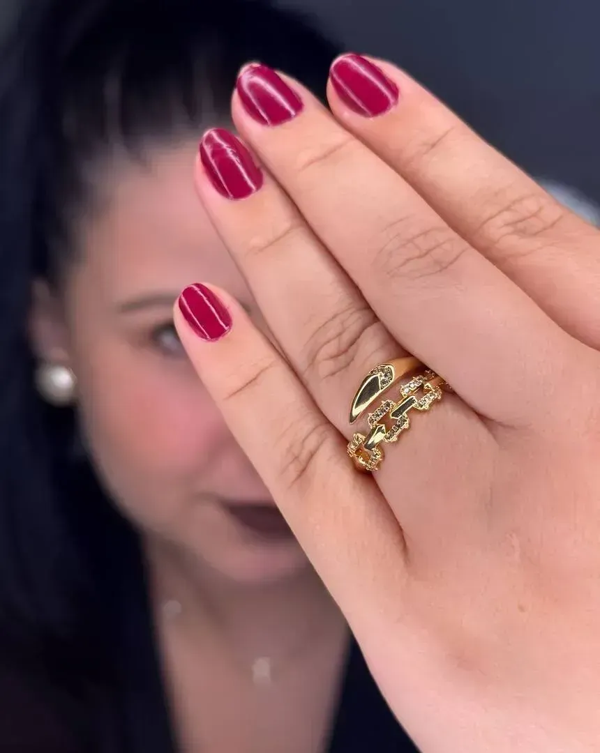Anel Elos Cravejados Banhado a Ouro - Cristal
