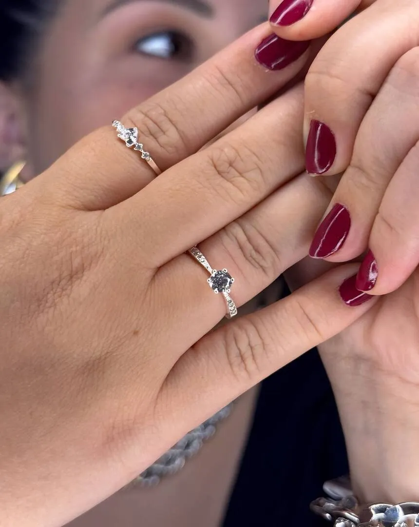 Anel Zirconia Coração Prata 925