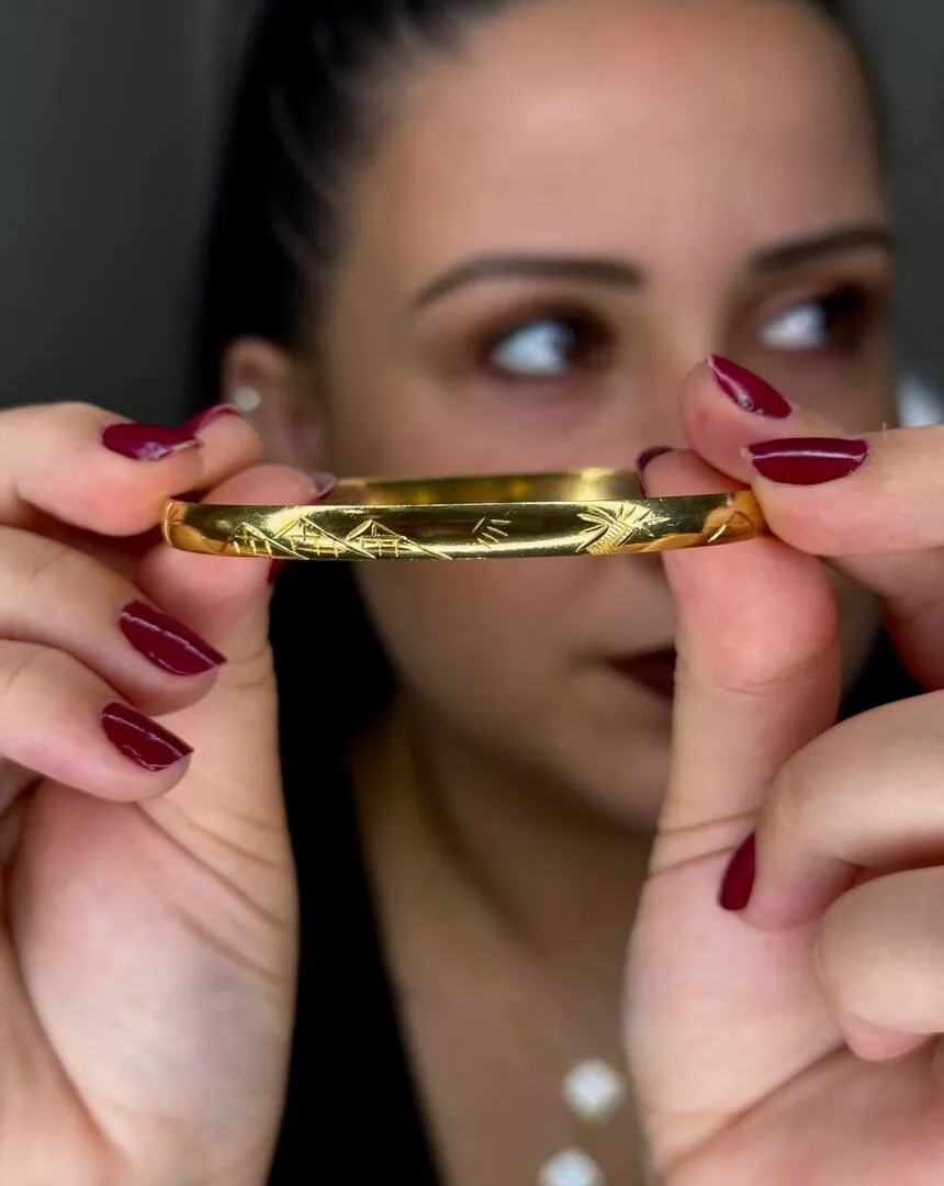 Bracelete Egípcio Largo Banhado a Ouro