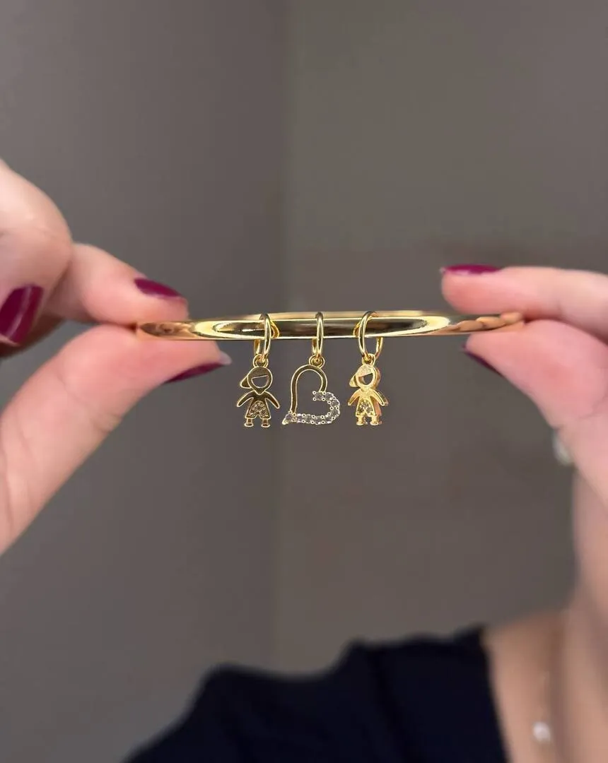 Bracelete Filhos - Meninos com Coração 7,0cm