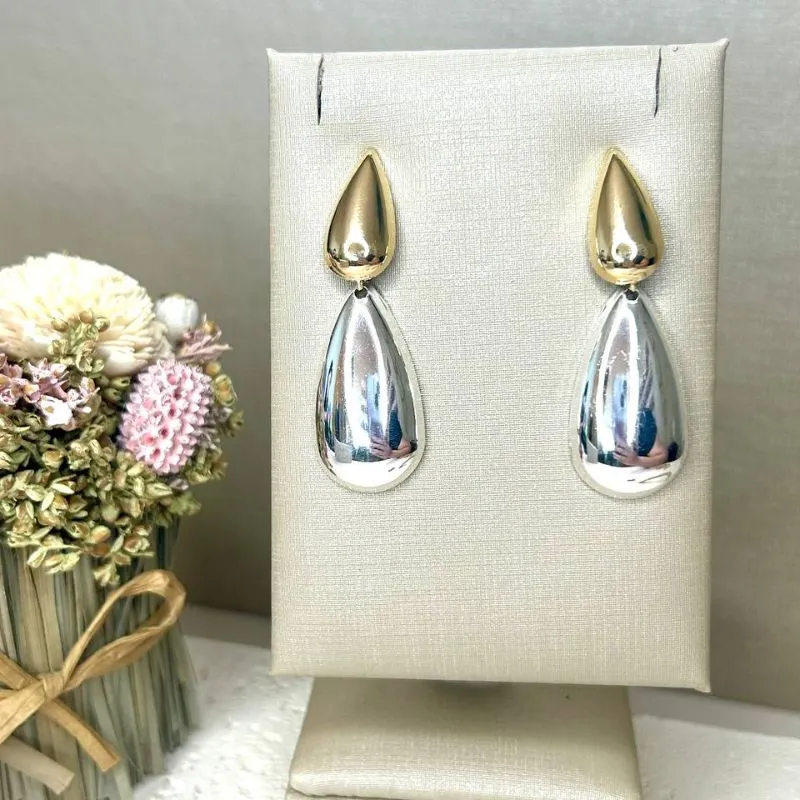 Brinco Gotas Banhado Ouro/Prata