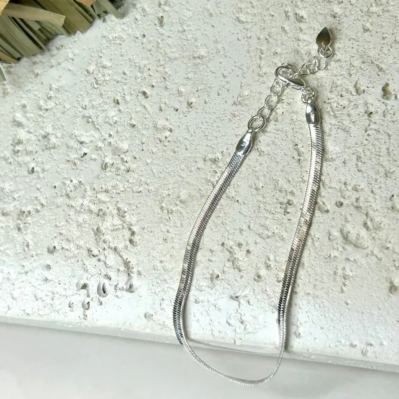 Pulseira Fita Malha 3mm Banhado a Prata