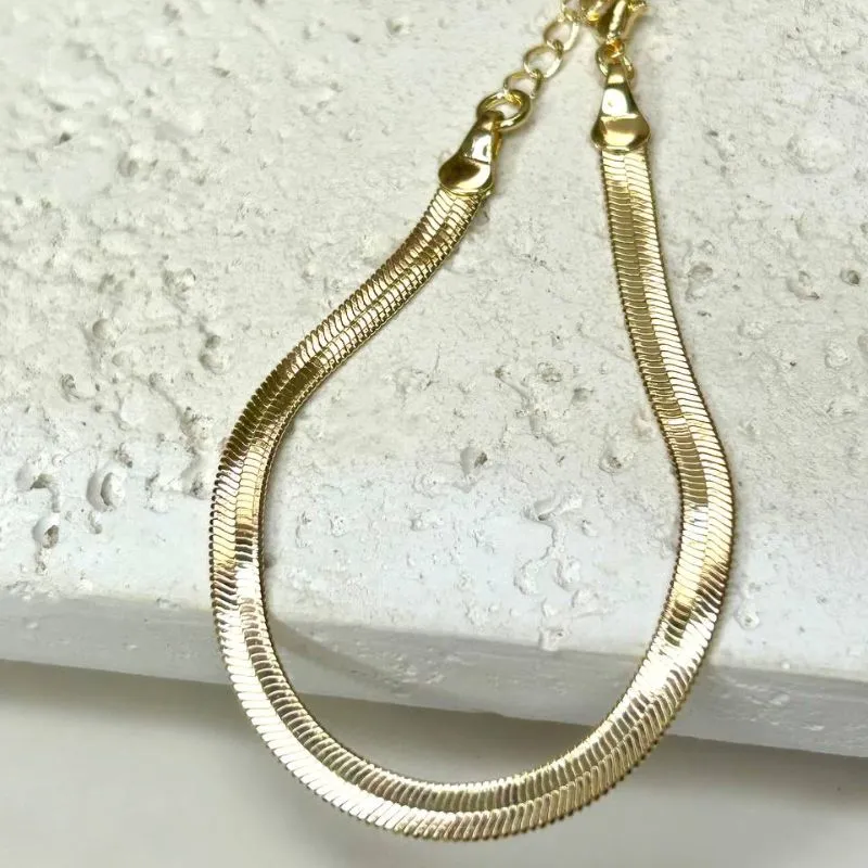 Pulseira Fita Malha 4mm Banhado a Ouro