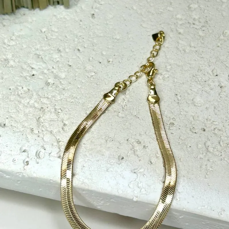 Pulseira Fita Malha Banhado a Ouro 3mm