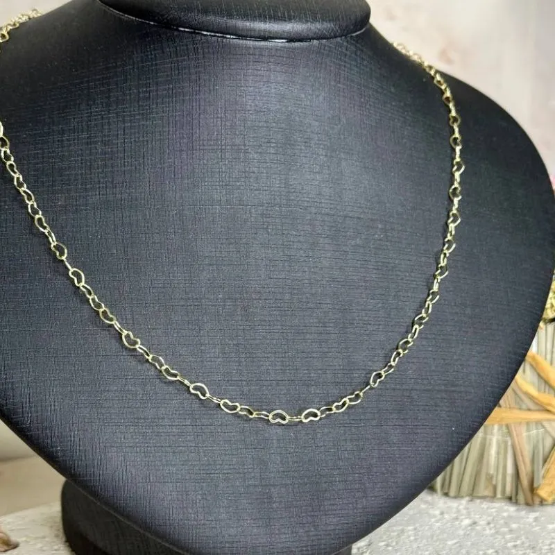 Colar Coração de 6,0mm - 40cm - Banho Ouro 18k