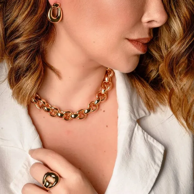 ANEL BUCKLE LISO FOLHADO A OURO - ANEL