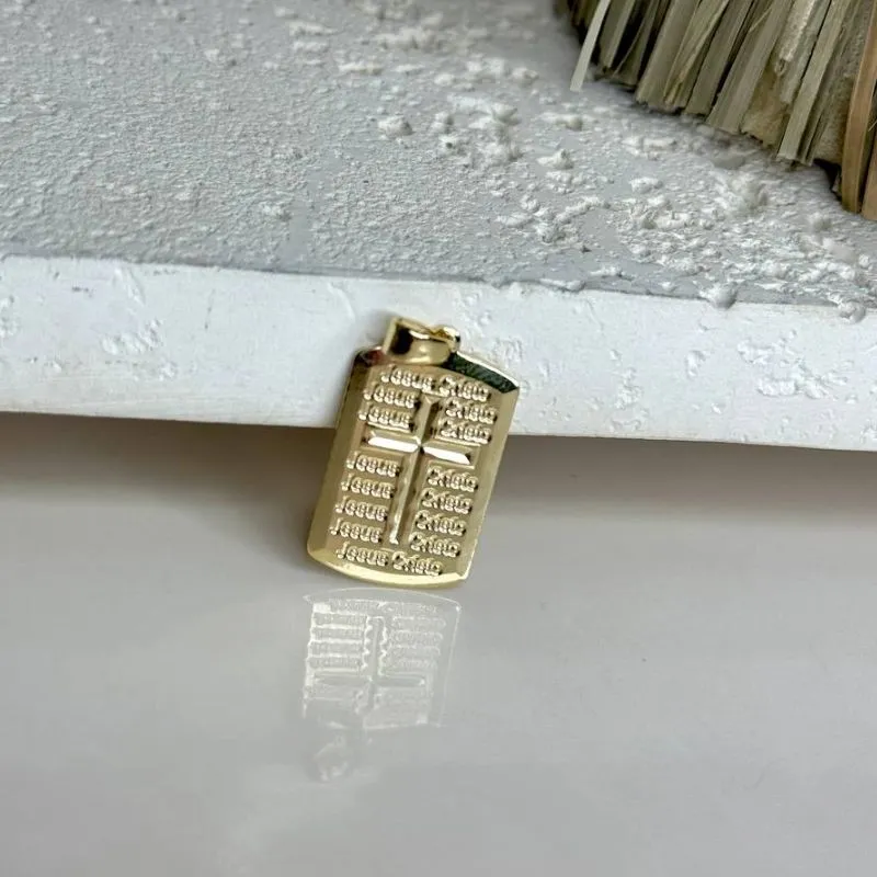 Pingente Placa da Promessa - Banho Ouro 18k