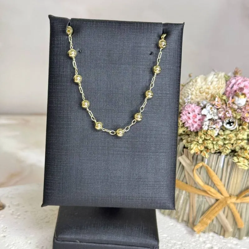 Pulseira de Bolinhas com Elos no Meio