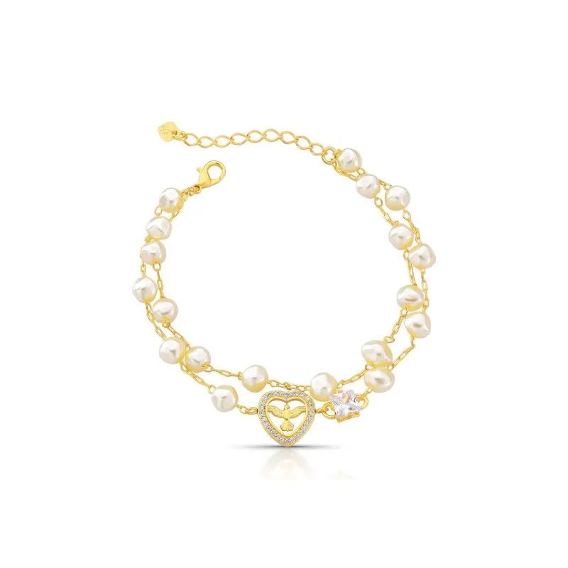 Pulseira Dupla Espirito Santo Banhado