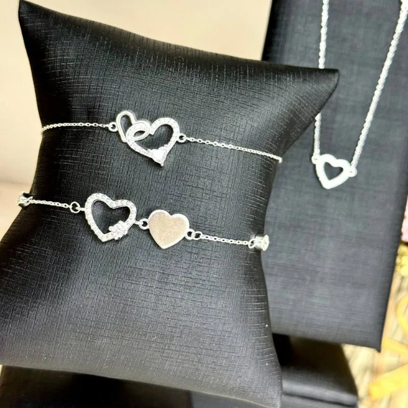 Pulseira Estrela Serena - Dois Corações - Prata 925