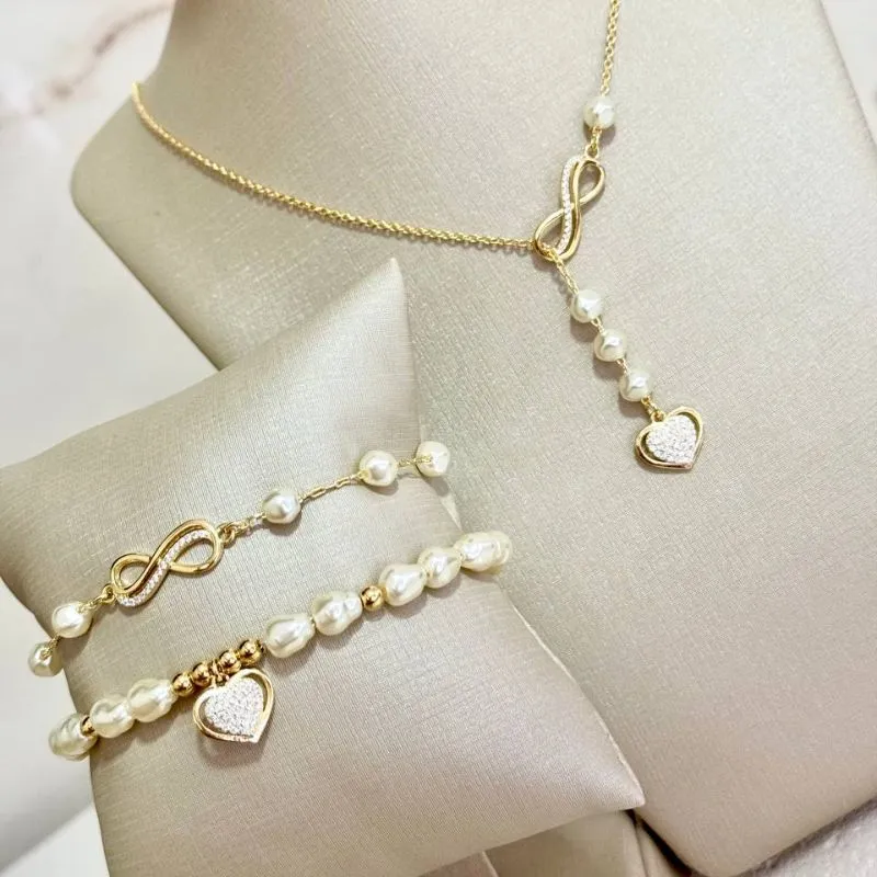 Pulseira Aurélie Infinito - Banhado - Pérolas