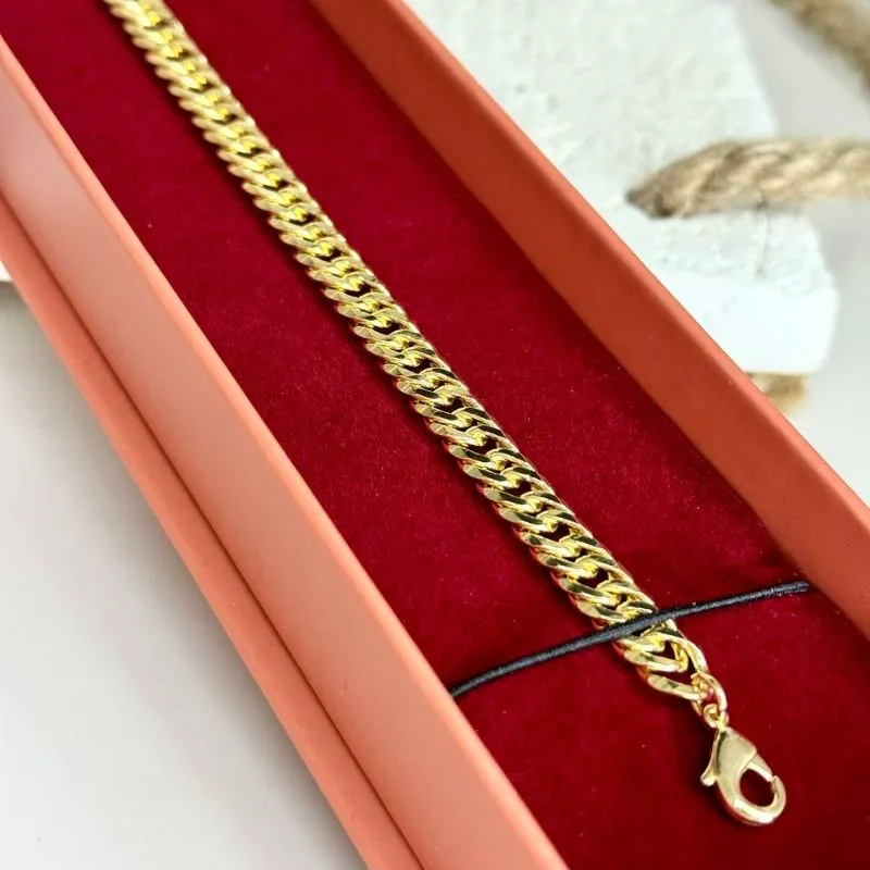 Pulseira Elo Duplo - Banhada a Ouro - 15cm
